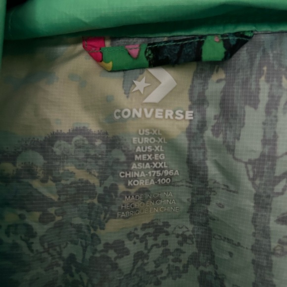 Neon floral Converse windbreaker pullover size XL - Picture 3 of 3